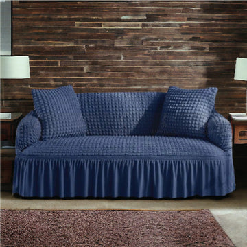 Frill Style Bubble Stuff Sofa Cover (Blue Color)