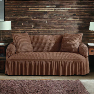 Frill Style Bubble Stuff Sofa Cover (Copper Color)