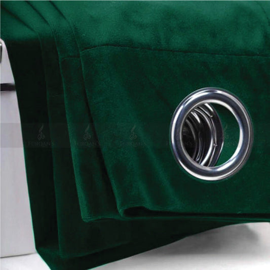 Premium Velvet Curtains (Green Color)