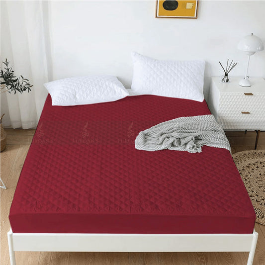 Quilted Waterproof Mattress Protector (Maroon Color)