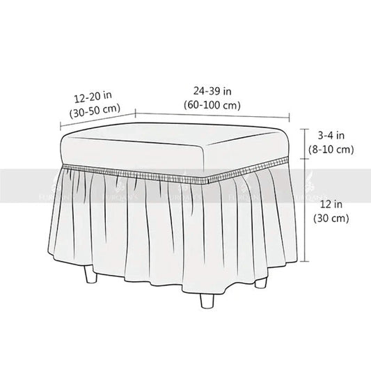 Rectangle Bubble Stuff Frill Style Stool Cover