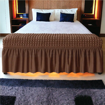 Rectangle Frill Style Bedroom Puffy Cover (Brown Color)