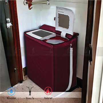 Twin Tub Waterproof Washing Machine Cover (Maroon Color)